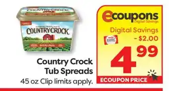 Weis Markets Country Crock Tub Spreads offer