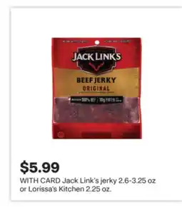 CVS Jack Link's jerky 2.6-3.25 oz or Lorissa's Kitchen 2.25 oz offer
