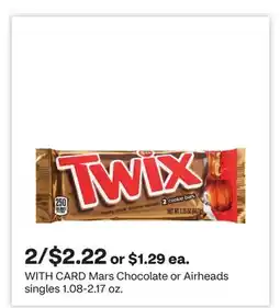 CVS Mars Chocolate or Airheads singles 1.08-2.17 oz offer