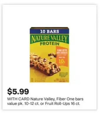 CVS Nature Valley, Fiber One bars value pk. 10-12 ct. or Fruit Roll-Ups 16 ct offer