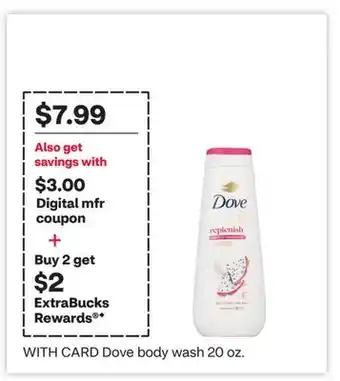 CVS Dove body wash 20 oz offer