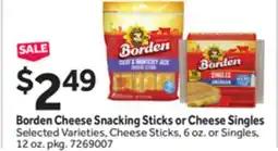 Stop&Shop Borden Cheese Snacking Sticks or Cheese Singles offer