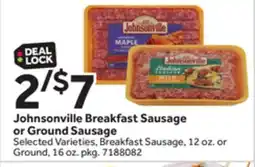Stop&Shop Johnsonville Breakfast Sausage or Ground Sausage offer