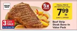 Safeway Beef Strip Steak Bone-In Value Pack offer