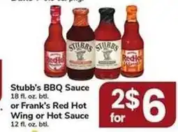 Safeway Stubb's BBQ Sauce or Frank's Red Hot Wing or Hot Sauce offer