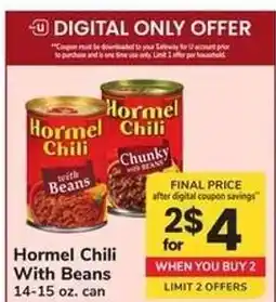 Safeway Hormel Chili With Beans offer