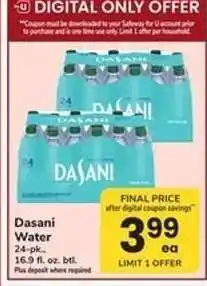 Safeway Dasani Water offer