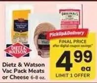 Safeway Dietz & Watson Vac Pack Meats or Cheese offer