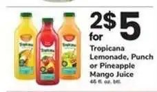 Safeway Tropicana Lemonade, Punch or Pineapple Mango Juice offer