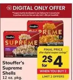 Safeway Stouffer's Supreme Shells offer