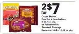 Safeway Oscar Mayer Fun Pack Lunchables or Johnsonville Smoked Sausage offer