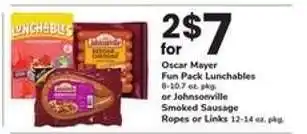Safeway Oscar Mayer Fun Pack Lunchables or Johnsonville Smoked Sausage offer