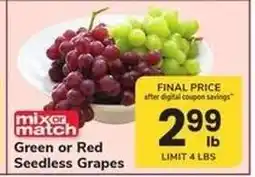 Safeway Green or Red Seedless Grapes offer