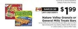 ShopRite Nature Valley Granola or General Mills Treats Bars offer