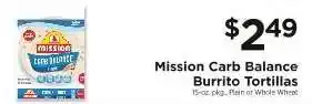 ShopRite Mission Carb Balance Burrito Tortillas offer