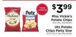 ShopRite Miss Vickie's Potato Chips / Utz Potato Chips Party Size offer