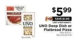 ShopRite UNO Deep Dish or Flatbread Pizza offer