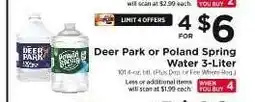 ShopRite Deer Park or Poland Spring Water 3-Liter offer