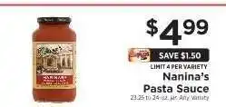 ShopRite Nanina's Pasta Sauce offer