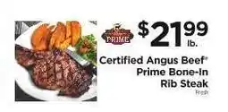 ShopRite Certified Angus Beef Prime Bone-In Rib Steak offer