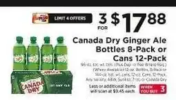 ShopRite Canada Dry Ginger Ale Bottles 8-Pack or Cans 12-Pack offer