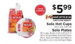 ShopRite Solo Hot Cups or Solo Plates offer