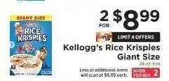 ShopRite Kellogg's Rice Krispies Giant Size offer