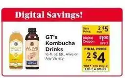 ShopRite GT's Kombucha Drinks offer