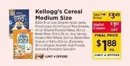 ShopRite Kellogg's Cereal Medium Size offer