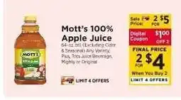ShopRite Mott's 100% Apple Juice offer