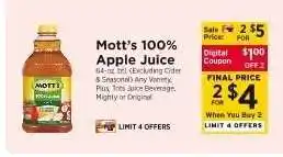 ShopRite Mott's 100% Apple Juice offer