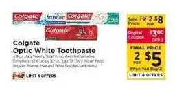 ShopRite Colgate Optic White Toothpaste offer