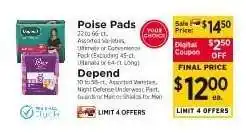 ShopRite Poise Pads / Depend offer