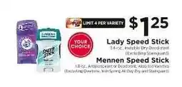 ShopRite Lady Speed Stick / Mennen Speed Stick offer