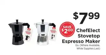 ShopRite ChefElect Stovetop Espresso Maker offer