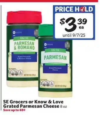 Winn Dixie SE Grocers or Know & Love Grated Parmesan Cheese offer