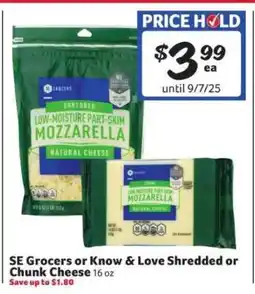 Winn Dixie SE Grocers or Know & Love Shredded or Chunk Cheese offer