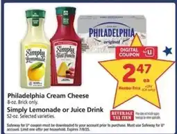 Safeway Philadelphia Cream Cheese offer