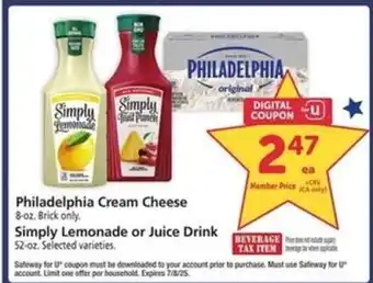 Safeway Philadelphia Cream Cheese offer