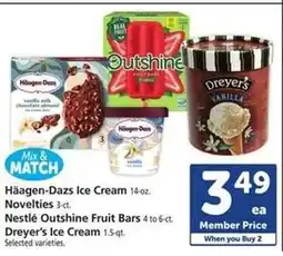 Safeway Häagen-Dazs Ice Cream, Nestlé Outshine Fruit Bars, Dreyer’s Ice Cream offer
