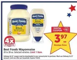 Safeway Best Foods Mayonnaise offer