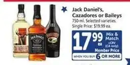 Safeway Jack Daniel's, Cazadores or Baileys offer