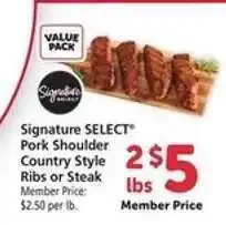 Safeway Signature SELECT Pork Shoulder Country Style Ribs or Steak offer