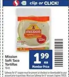 Safeway Mission Soft Taco Tortillas offer