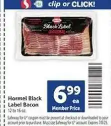 Safeway Hormel Black Label Bacon offer