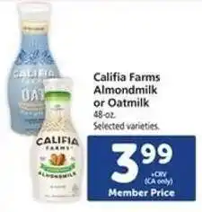 Safeway Califia Farms Almondmilk, or Oatmilk offer