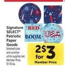 Safeway Signature SELECT Patriotic Paper Goods offer