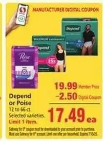 Safeway Depend or Poise offer