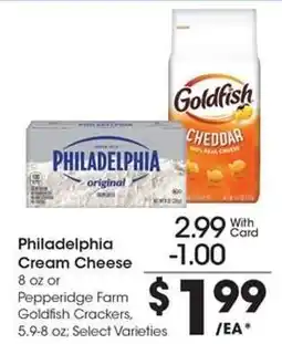 Kroger Philadelphia Cream Cheese or Pepperidge Farm Goldfish Crackers offer