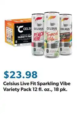 Sam's Club Celsius Live Fit Sparkling Vibe Variety Pack 12 fl. oz., 18 pk offer